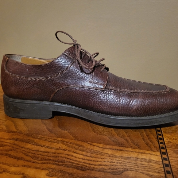 Santoni Brown Leather Oxford Shoe Men's Size 8.5 Made In Italy - Picture 10 of 15